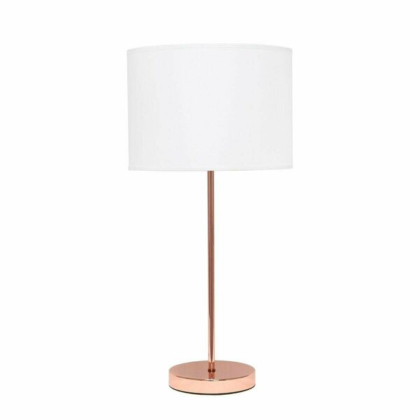 Lighting Business Rose Gold Stick Lamp with Fabric Shade, White LI2752325